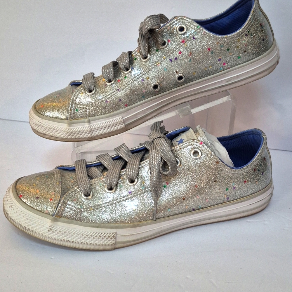 Junior Converse All Silver Glitter Low-Top Sneakers sz 5